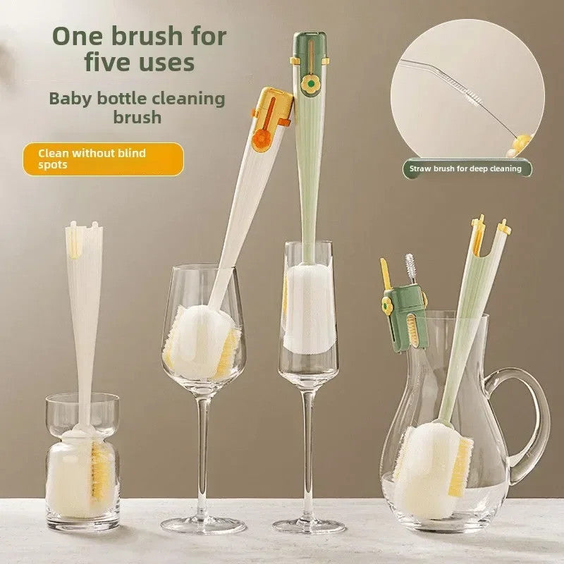Multifunctional 5-in-1 Bottle Cleaning Brush