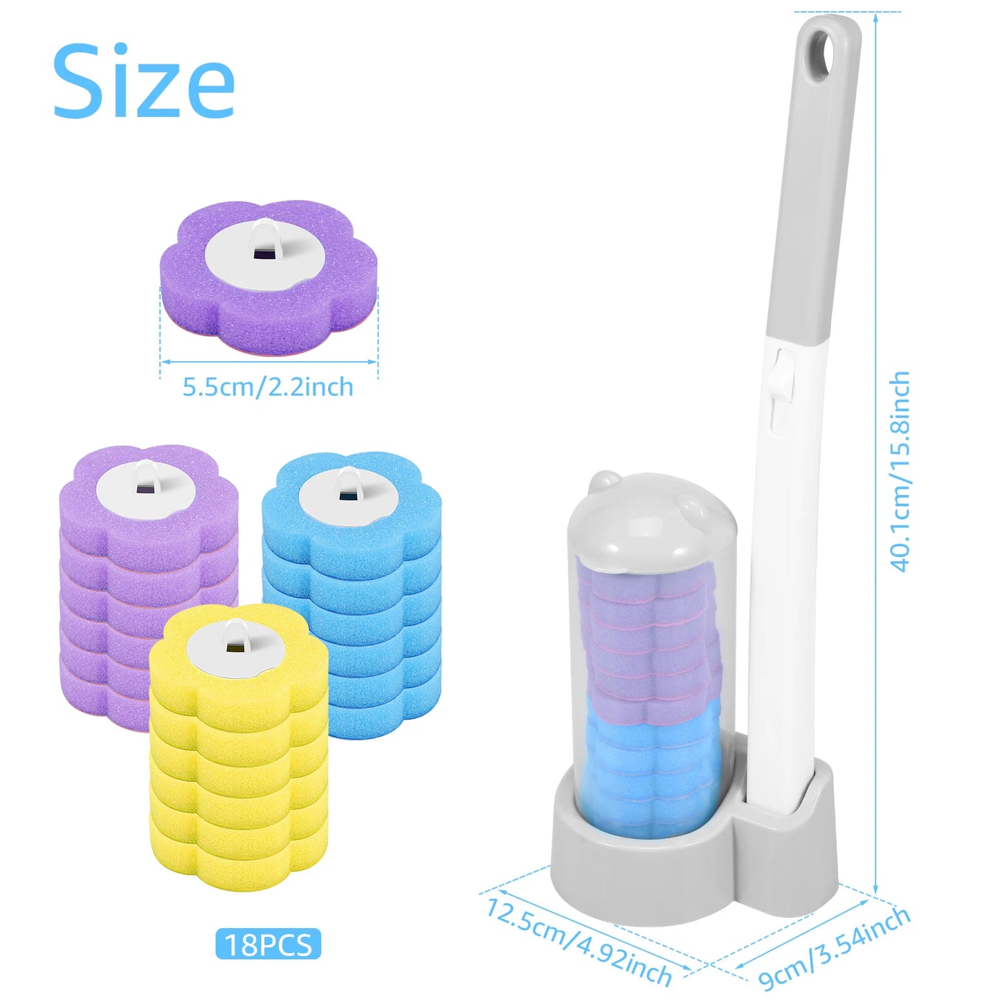 Toilet Scrubber Kit with Self-Cleaning Disposable Pads