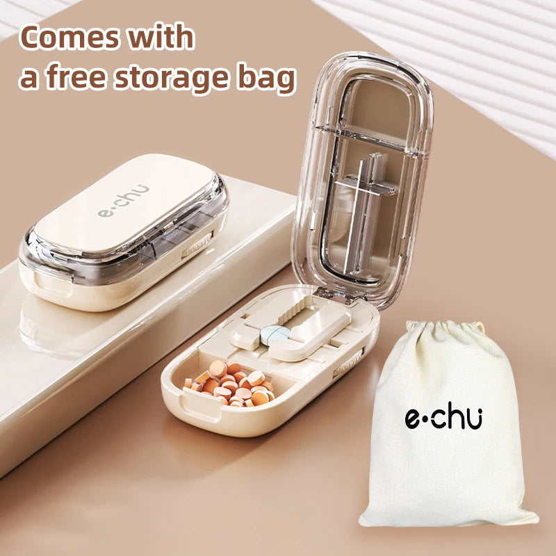 Portable Pill Box With Cutter