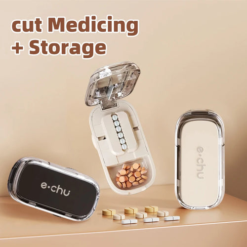 Portable Pill Box With Cutter