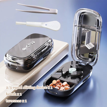 Portable Pill Box With Cutter
