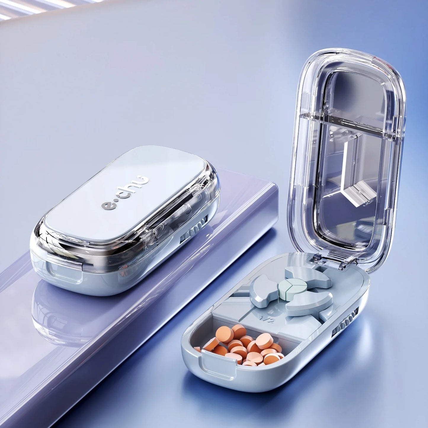 Portable Pill Box With Cutter