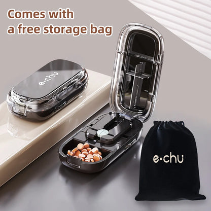 Portable Pill Box With Cutter