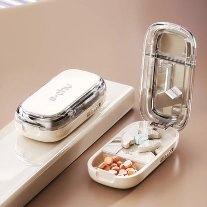 Portable Pill Box With Cutter
