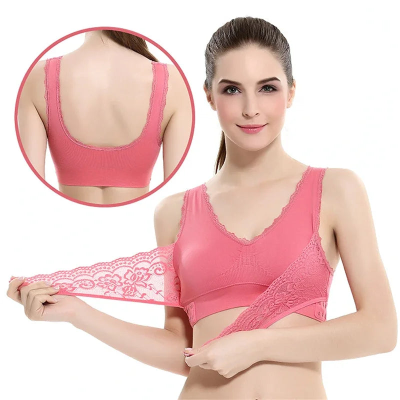 Instant Lift Front Cross Side Buckle Lace Bra