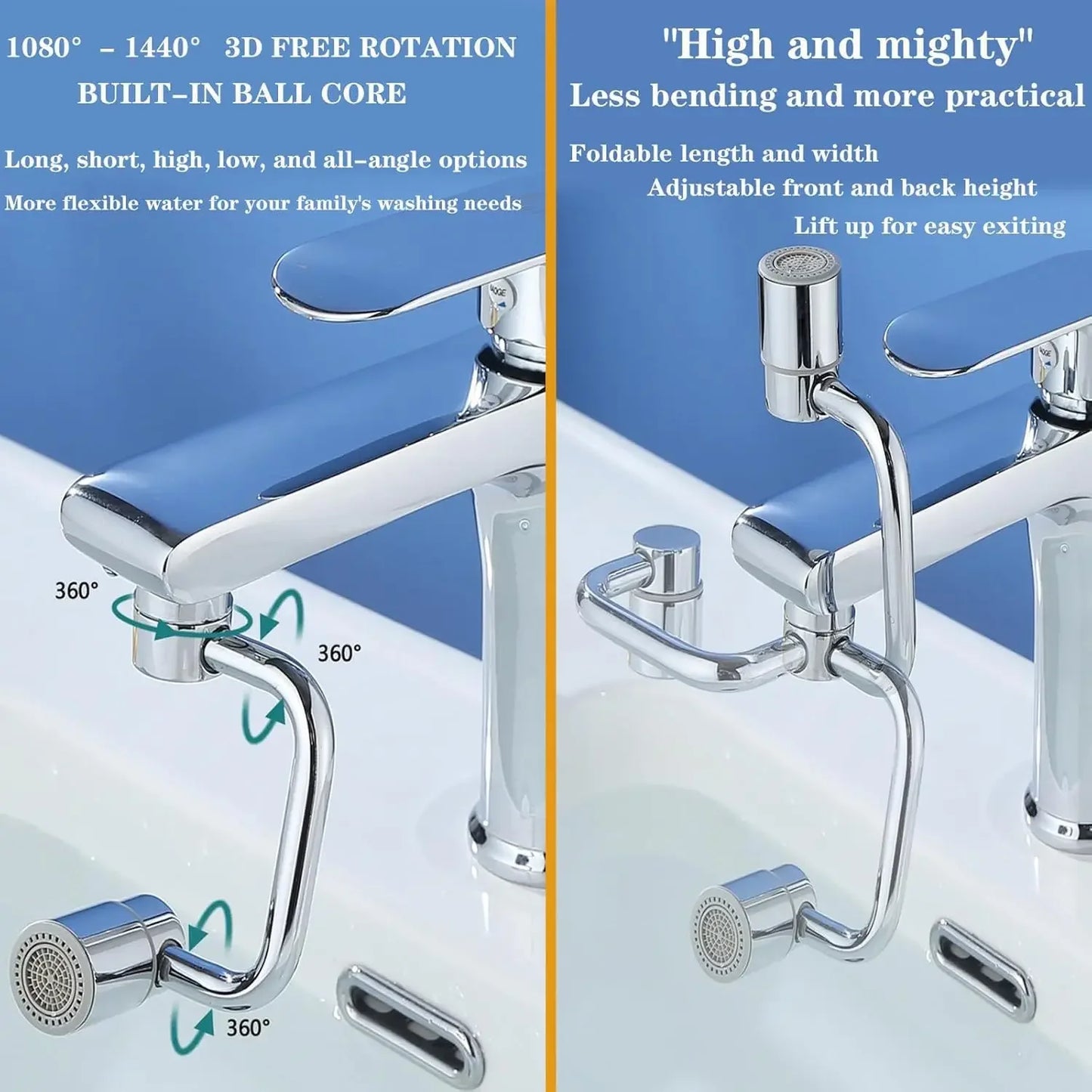 1080° Rotatable Faucet Aerator Extension