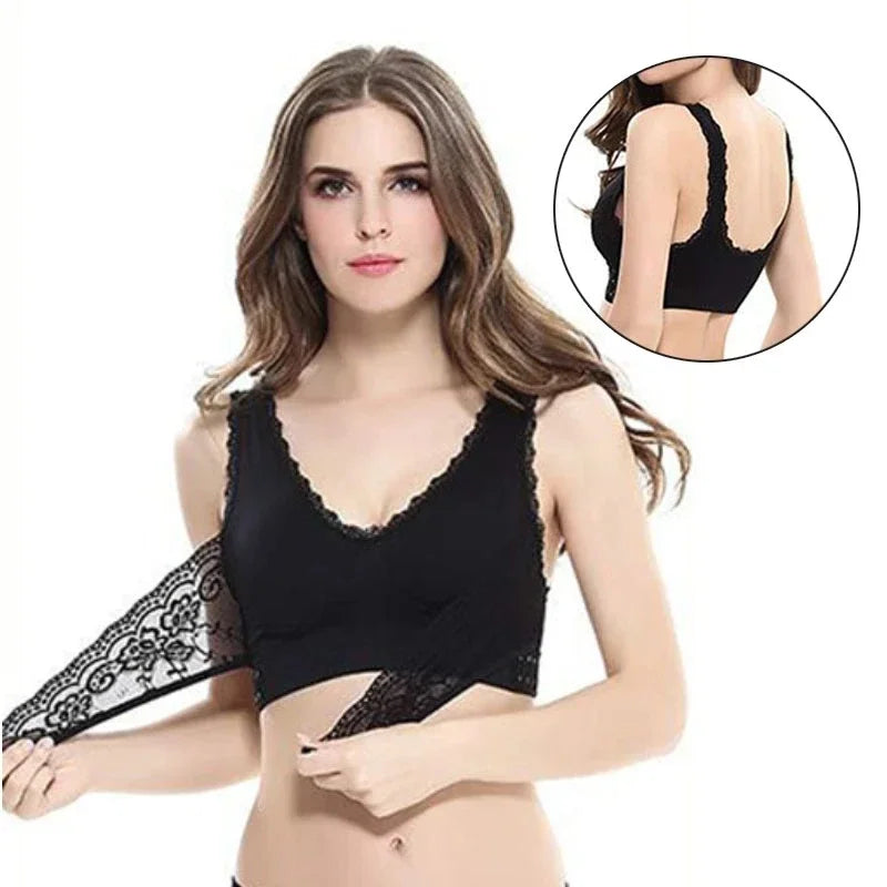 Instant Lift Front Cross Side Buckle Lace Bra