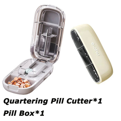 Portable Pill Box With Cutter