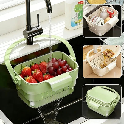 Collapsible Faucet-Hanging Sink Strainer Basket