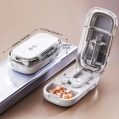 Portable Pill Box With Cutter