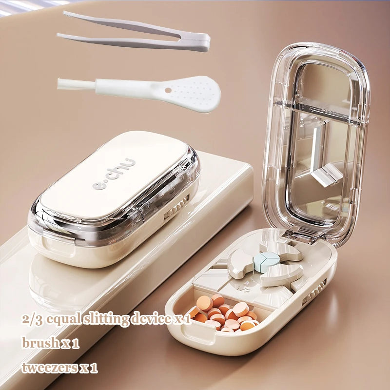 Portable Pill Box With Cutter