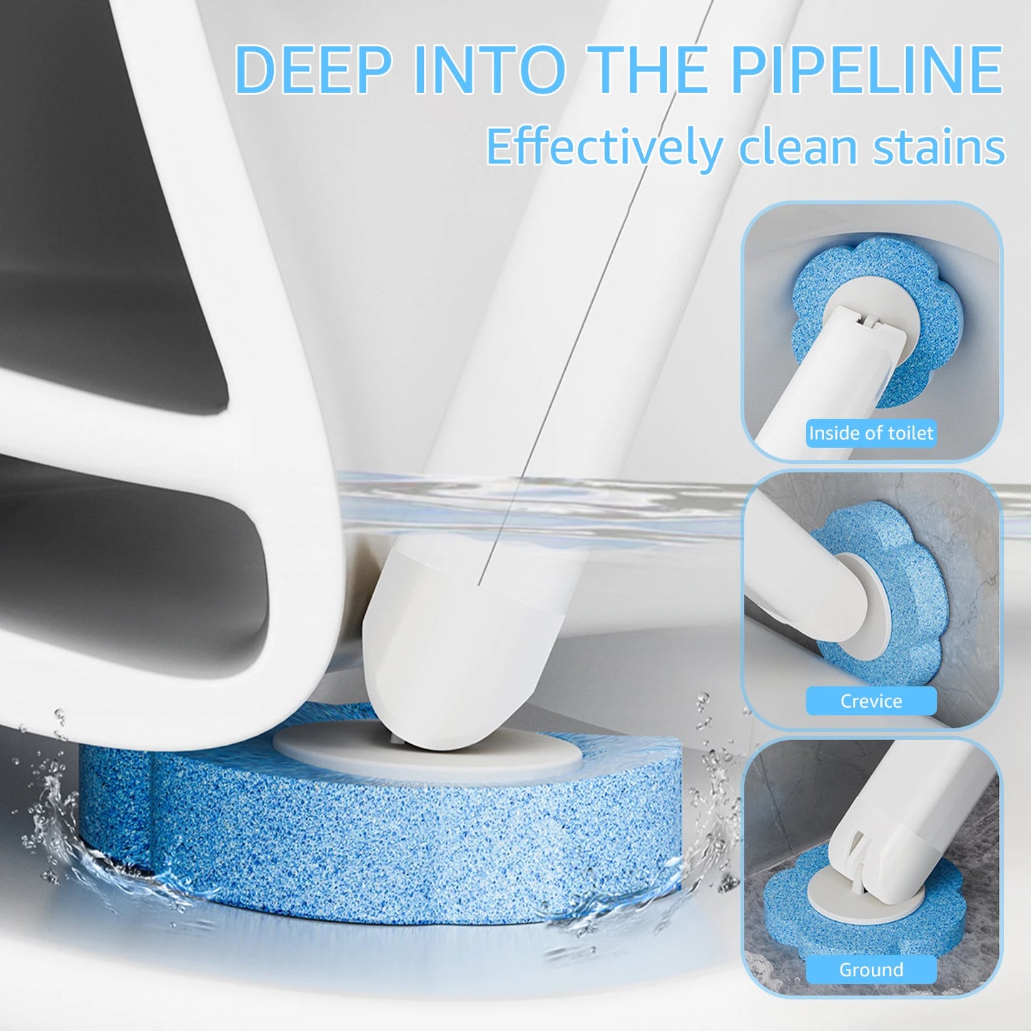 Toilet Scrubber Kit with Self-Cleaning Disposable Pads