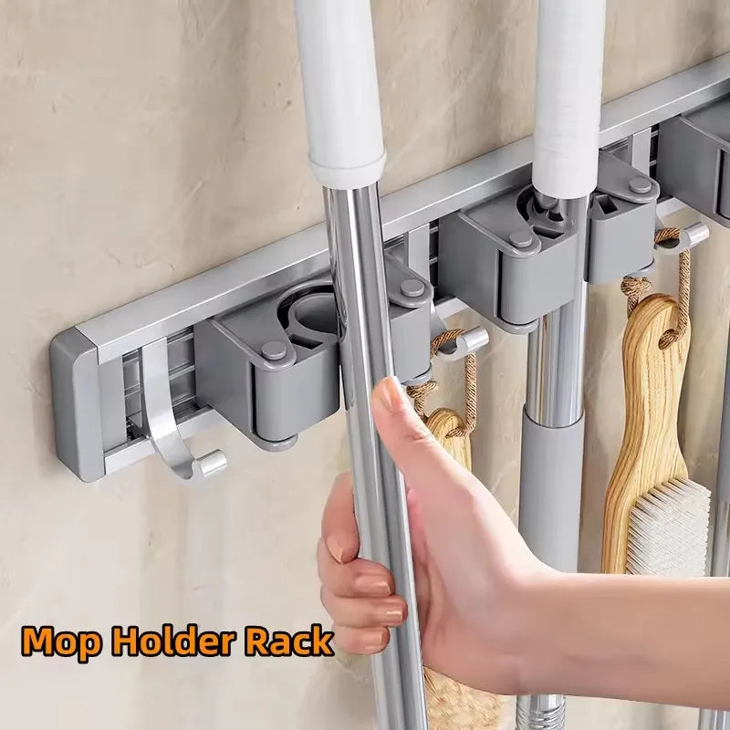 Wall Mounted Mop & Broom Holder Rack 5 Hooks