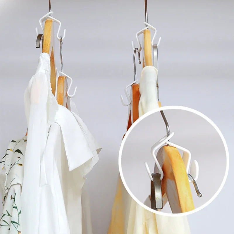 Space-Saving Clothes Hanger Connector Hooks