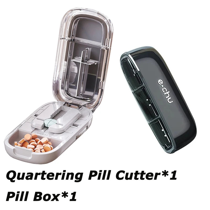 Portable Pill Box With Cutter