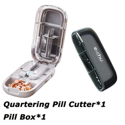 Portable Pill Box With Cutter