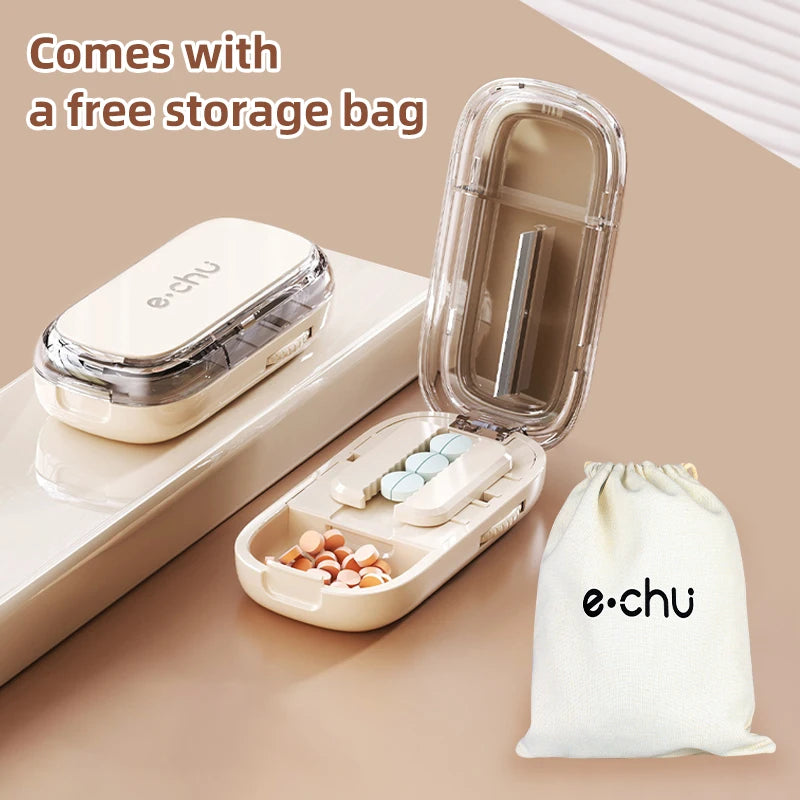 Portable Pill Box With Cutter