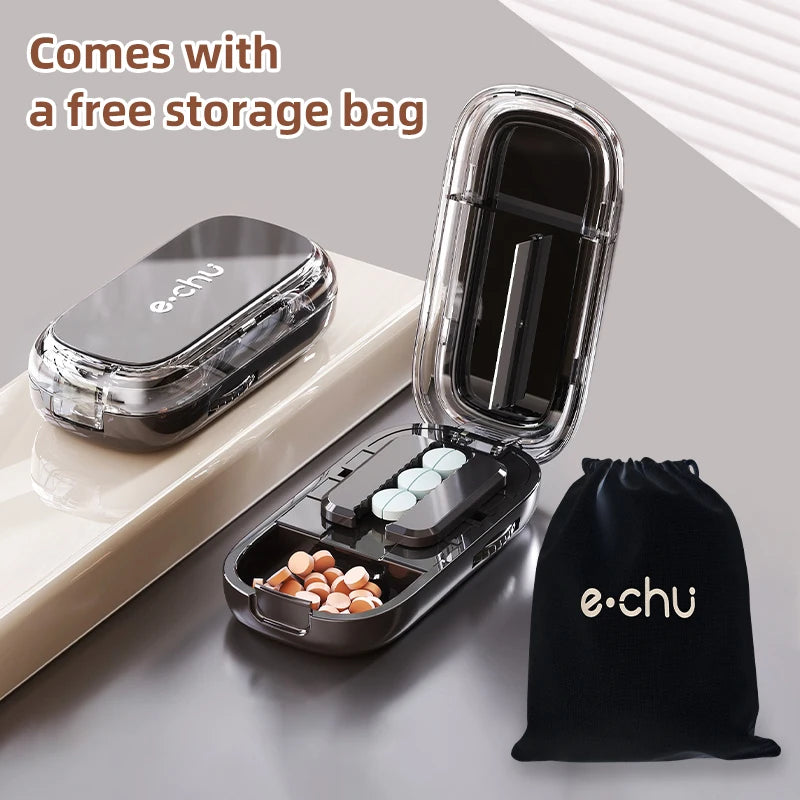 Portable Pill Box With Cutter
