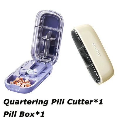 Portable Pill Box With Cutter