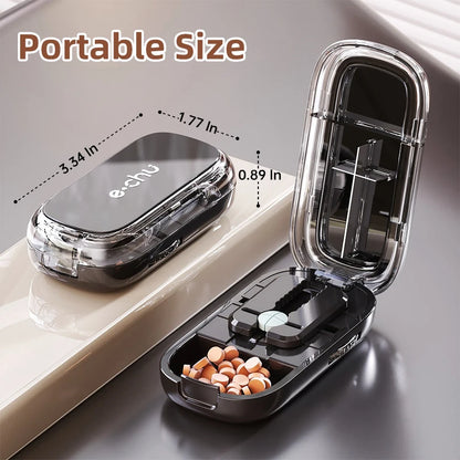 Portable Pill Box With Cutter