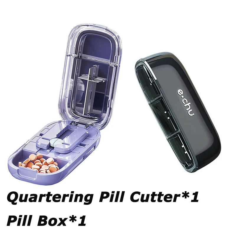 Portable Pill Box With Cutter