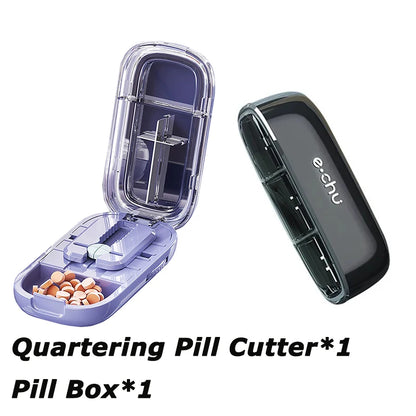 Portable Pill Box With Cutter