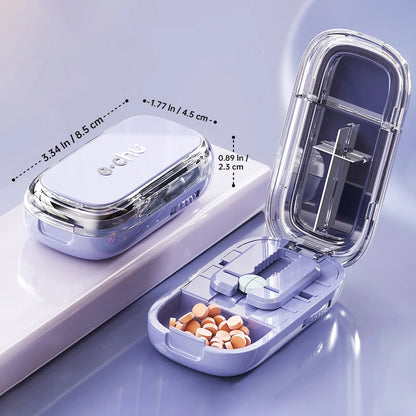 Portable Pill Box With Cutter