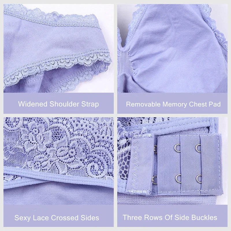Instant Lift Front Cross Side Buckle Lace Bra