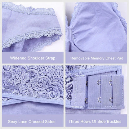 Instant Lift Front Cross Side Buckle Lace Bra