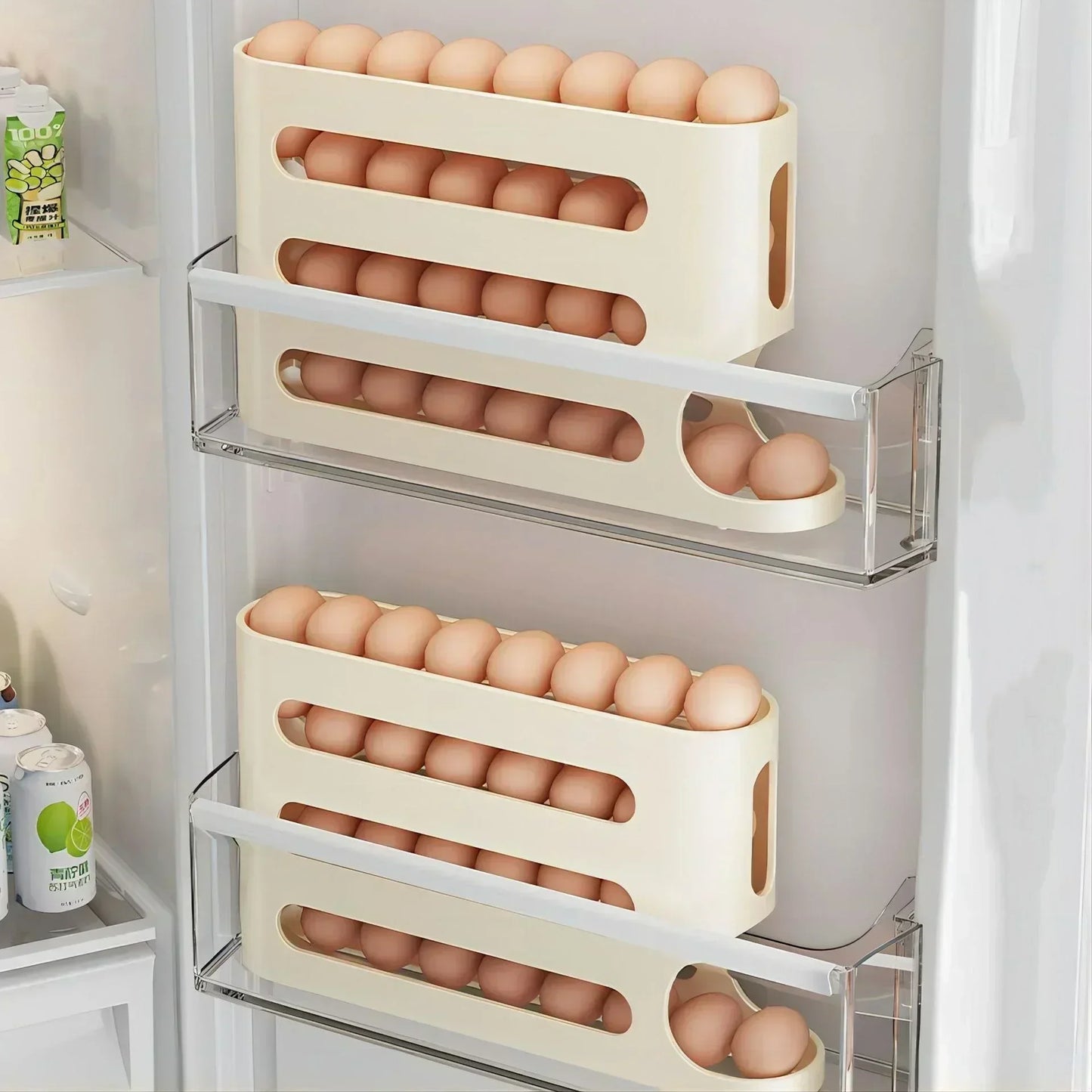 Egg Holder for Fridge, Eggs Dispenser Auto Rolling