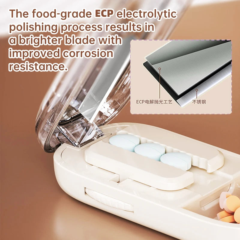 Portable Pill Box With Cutter