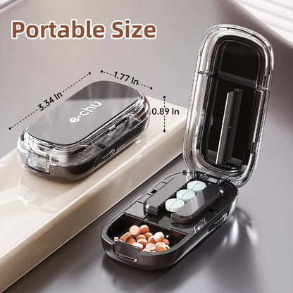 Portable Pill Box With Cutter
