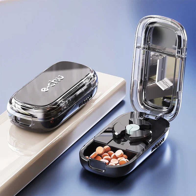 Portable Pill Box With Cutter