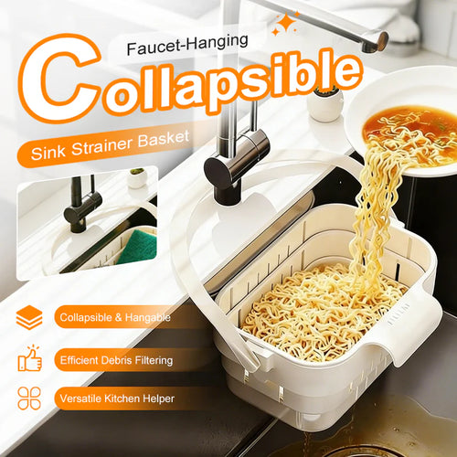 Collapsible Faucet-Hanging Sink Strainer Basket