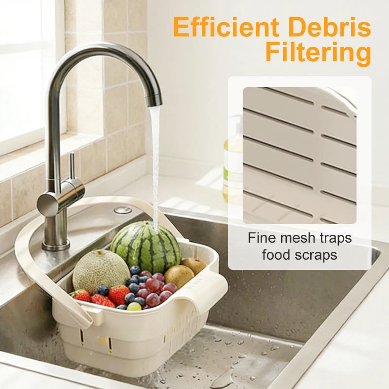 Collapsible Faucet-Hanging Sink Strainer Basket